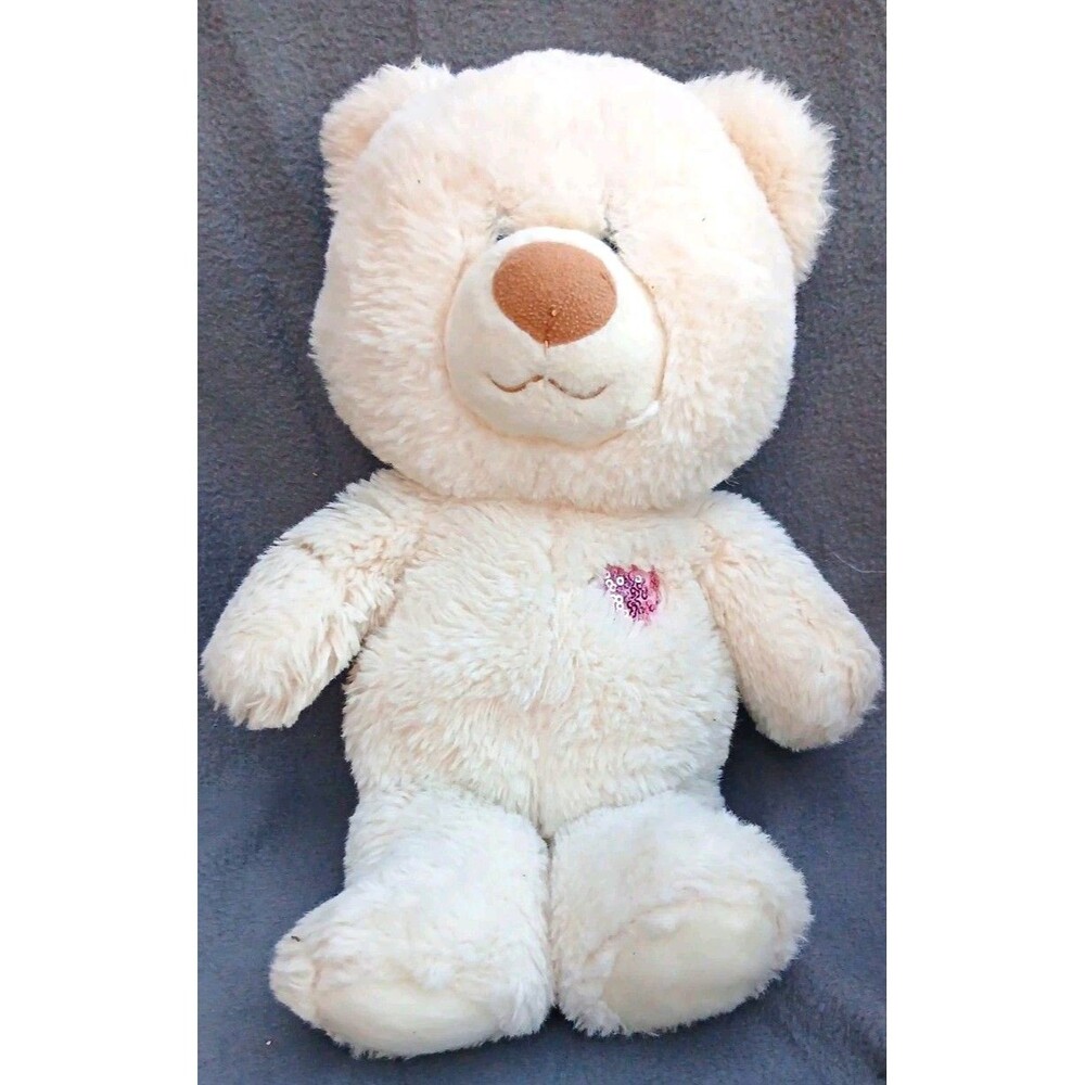 Aurora Hugga Wug Hearts Bear Plush Cream White Stuffed Twddy Sequin Heart 2021